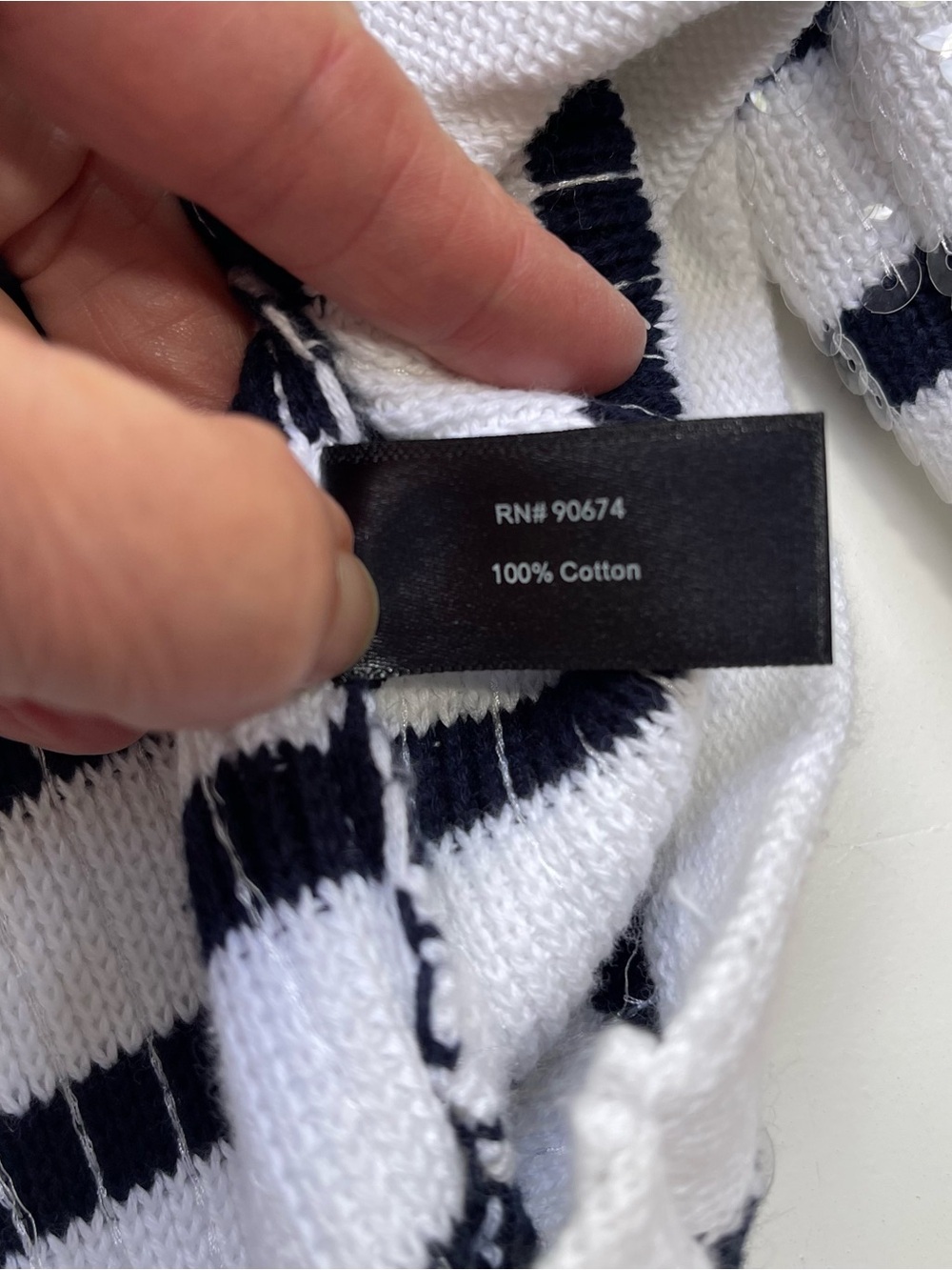NWOT Boston Proper Navy & White Sequins Stripe Button Front Cardigan XL - Picture 12 of 16